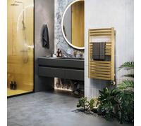 Terma Dexter Matt Brass Oil-Filled Electric Towel Radiator Heating Element & Terma Veo Element Controller (H) 860mm X (W) 400mm