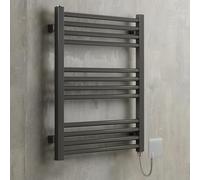 Terma Fiona Satin Sparkling Grey Oil-Filled 1023Btu Electric Towel Radiator (H) 660mm X (W) 500mm