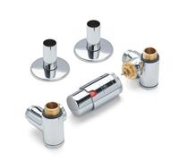 Terma Radiator Valves Integra, 3-Axis (Corner) Trvs Set With Integrated T Piece (Left Sided) (For Dual Fual), Chrome