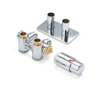 Terma Radiator Valves Integra Duo, 50mm Angled Trvs Set With Integrated T Piece (Right Sided) (For Dual Fual), Chrome