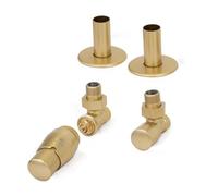 Terma Radiator Valves Royal Angled, Thermostatic Trv Set (Left Or Right Sided), With Pipe Masking Set, Brass