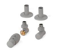 Terma Radiator Valves Royal Angled, Thermostatic Trv Set (Left Or Right Sided), With Pipe Masking Set, Salt N Pepper