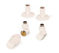 Terma Radiator Valves Royal Angled, Thermostatic Trv Set (Left Or Right Sided), With Pipe Masking Set, Soft 9016 (Matt White)