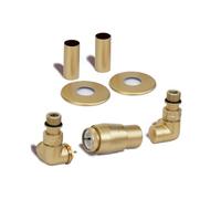 Terma Radiator Valves Vision, 3-Axis (Corner) Trvs Set, Left Sided, With Pipe Masking, Brass