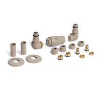 Terma Radiator Valves Vision, 3-Axis (Corner) Trvs Set, Left Sided, With Pipe Masking, Quartz Mocha