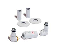 Terma Radiator Valves Vision, 3-Axis (Corner) Trvs Set, Left Sided, With Pipe Masking, Soft 9016 (Matt White)