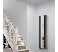 Terma Rolo Mirror Wgrom180059 Kdgruc01 Modern Grey Vertical Designer 2854Btu Radiator, (W)590mm X (H)1800mm