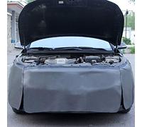 TERMALY Car Mechanics Wing Cover with Webbing Edging,3Pcs Automotive Mechanic Magnetic Cover Mat Pad for Repairing,Magnetic Fender Protector with Plus Fleece Lining,Washed Leather,Black,L-Grey