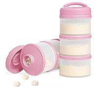 Termichy Baby Milk Powder Dispenser Pots Stackable Baby Formula Container, 2 Pack (Baby Pink)