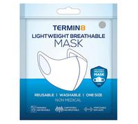 Termin8 Lightweight Breathable Reusable Face Mask for Adults, Machine Washable - Grey