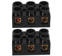 Terminal Block Barrier Strip 3 Position 2pcs Dual Row Screw 500v 60a | Black PP Plastic, Pre-insulated Terminals, Jumper Feature, Safer Connections for Electricians, Maintenance Technicians,
