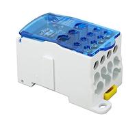 Terminal Block Junction Box, DIN Rail Distribution Box, Universal Power Splitter with Fireproof Insulation and Brass Connector, Main Line Junction Terminal for High Voltage Cabinet (Blue)