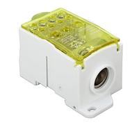 Terminal Block Junction Box, DIN Rail Power Distribution Box, Universal Main Line Terminal Block for 690V 400A, Fireproof PA66 Shell with Brass Connectors (Yellow)