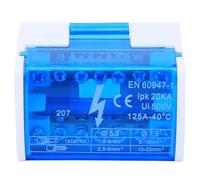 Terminal Distribution Box | 2 - Level Single Phase with Transparent Shielded Cover 207 | 125A 500V DIN Rail Mount | 2 Input 12 Output for Electrical Cabinets