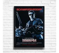 Terminator 2 Judgement Day, 90s Movie Print Vintage Nostalgic Film Poster, A4 and A3 Size Frame Options, Home, Pub, Bar Decoration Wall Art Print, House gift for movie lovers (A4 Framed (Black))
