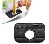 Ternal Sinkmat for Kitchen Faucet, Original Design, Absorbent Microfiber Fabric, Machine Washable Splash Guard & Drip Catcher For Around Faucet Handle [Black, Mini, 1 Pack]
