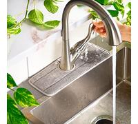 Ternal The Original Sinkmat backsplash Guard Kitchen Faucet Splash Catcher Absorbent mat, Microfiber Cloth Contoured Splash Dish Drying sponges, soap, Drying Racks Farmhouse bar RV(Grey)