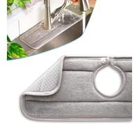 Ternal The Original Sinkmat backsplash Guard Kitchen Faucet Splash Catcher Absorbent mat, Microfiber Cloth Contoured Splash Dish Drying sponges, soap, Drying Racks Farmhouse bar RV(Grey)