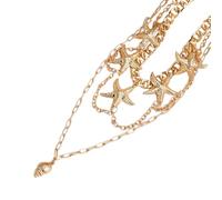 TERNCOEW 1 Set Adjustable Layering Necklace Sea Star Conch Pendant Lightweight Clavicle Chain For Beach Parties Jewelry Gift Vacation Accessory