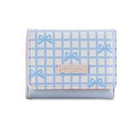 TERNCOEW Lightweight Striped PU Leather Wallet Compact Size Bows Charm and Efficient Storage Casual Coin Purse Card Holder Striped Bows Detail Purse