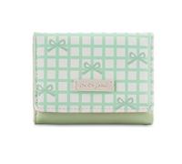 TERNCOEW Lightweight Striped PU Leather Wallet Compact Size Bows Charm and Efficient Storage Casual Coin Purse Card Holder Striped Bows Detail Purse