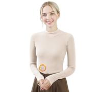 TERODACO Base Layer Women Ski Double-Side Thermal Tops Womens Mock Neck Long Sleeve Gym Tops for Women Sports Running Hiking Underwear,Warmth Breathable Quick Dry D2025 White M