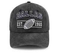 Terojnkl Embroidered City Football Hat for Men Women, Adjustable Unisex Cotton Fans Baseball Cap, F-dallas, One size