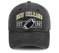 Terojnkl Embroidered City Football Hat for Men Women, Adjustable Unisex Cotton Fans Baseball Cap, F-new Orleans, One size