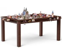 TEROL Convertible Board Game Table for 4-6 Players, Spacious Gaming Space w/Clean-Edge Table Top, Non-Slip Play Mat, Cup Holder & Game Tray, Dining Table w/Storage for DND, Poker Card, Family Dinner