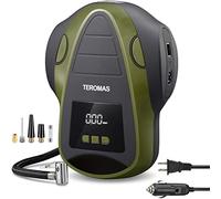TEROMAS Portable DC/AC Tire Inflator Air Compressor for Car Tires 12V DC and Other Inflatables at Home 110V AC, Digital Electric Tire Pump with Pressure Gauge (Green)