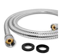 Teronbeta Shower Hose 1.5m/59 Inches Universal Flexible Stainless Steel Shower Hose Replacement Shower Pipe with 2 Washers,Anti-Kink and Leak Proof-Chrome