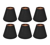 Teror Lampshade,6PCS Fabric Lamp Shade Cloth Clip On Lampshade for E14 Table Chandelier Floor Light Wall Lamp Bedroom Decor, Black| Gold