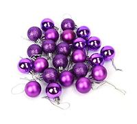 Teror Ornament Bauble,24pcs 6 Colors Christmas Tree Hanging Glitter Ornament Balls Baubles Party Wedding Decorations(Purple) Christmas baubles