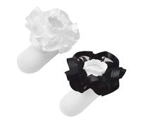 TEROTY 3D Girls Ruffle Lace Cotton Socks,Cute Double Big Lace White Frilly Princess Dress Socks for Toddler Little Girls (UK, Age, 4 Years, 6 Years, Regular, Standard, White/Black)