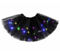 TEROTY Women's LED Tutu Skirts Layered Ballet Dance Tulle Skirt Light Up Skirts for Halloween Party Costume (UK, Alpha, One Size, Regular, Regular, Standard, Black)