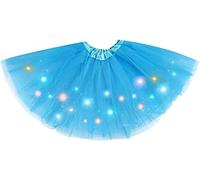 TEROTY Women's LED Tutu Skirts Layered Ballet Dance Tulle Skirt Light Up Skirts for Halloween Party Costume (UK, Alpha, One Size, Regular, Regular, Standard, Blue)