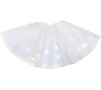 TEROTY Women's LED Tutu Skirts Layered Ballet Dance Tulle Skirt Light Up Skirts for Halloween Party Costume (UK, Alpha, One Size, Regular, Regular, Standard, White)