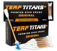 TerpTitans Original - Stiff Bamboo Cotton Swabs, 1200 Count - Spiral Tip for Max Absorption and Fine Point Tips for Tight Spaces | Zero Plastic Packaging | 6-Pack
