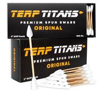 TerpTitans Original - Stiff Bamboo Cotton Swabs, 1200 Count - Spiral Tip for Max Absorption and Fine Point Tips for Tight Spaces | Zero Plastic Packaging | 6-Pack