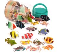 Terra by Battat - 60pcs Tropical Fish & Crab Toys - Mini Plastic Ocean Animal Figurines for Kids - Realistic Sea Creatures in Tube - Sensory Educational Playset for Toddlers Ages 3+
