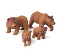 Terra by Battat Brown Bear Family Animal Figurines, 4 Plastic Figures | Includes 2 adult brown bears and 2 cubs with realistic details and freestanding poses for wildlife and zoo animal, 3+ Years
