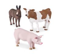 Terra by Battat - Farm Animal Figurines 3 Pieces Set - Realistic Farm Animals - Pig, Donkey, Cow - Durable Plastic Toys - Educational Playset for Toddlers and 3+ Years
