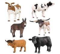 Terra by Battat Farm Animal Toy Set, 6 Realistic Figurines, Farm Animal Set | Includes donkey, bulls (Longhorn, Angus, Holstein), cows (Holstein, Highland); natural poses, Animals, Farm; 3+ Years
