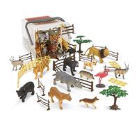 Terra by Battat Jungle World Animal Playset, 60-Piece Bucket, Animals | 24 animal figurines, 34 accessories, and 1 bucket with lid for jungle scenes, storage, and travel; realistic, 3+ Years