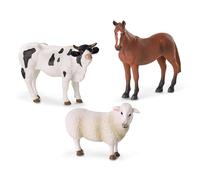 Terra by Battat- Farm Animal Figurines - Set of 3 (Sheep, Bull & Horse) - Toy Animals for Pretend Play for Kids 3 years + AN2839Z