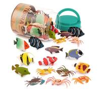 Terra by Battat - 60pcs Tropical Fish & Crab Toys - Mini Plastic Ocean Animal Figurines for Kids - Realistic Sea Creatures in Tube - Sensory Educational Playset for Toddlers Ages 3+