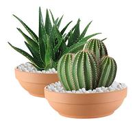 Terra Cotta Pots for Plants with Drainage Hole, 2 Pack Large Round Clay Flower Pots, 8.66" Clay Ceramic Pottery Planter Cactus Flower Pots