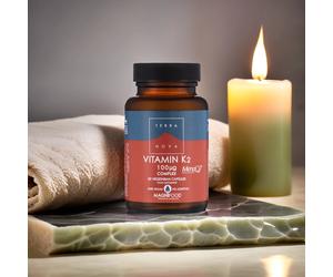 Terra Nova Vitamin K2 100ug Complex 50 Veg Capsules No Additives 100% Vegan