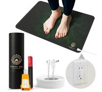 Terra Sol Luxury Grounding Mat for Feet, 24x16in Earthing Mat Grounding Pad for Pain Relief, Inflammation, Better Sleep - Includes 15 ft Cord, Conductivity Tester, Socket Tester for Safe Use