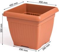 Terra Square Plant Pot 4 Sizes Terracotta/Black Indoor Outdoor